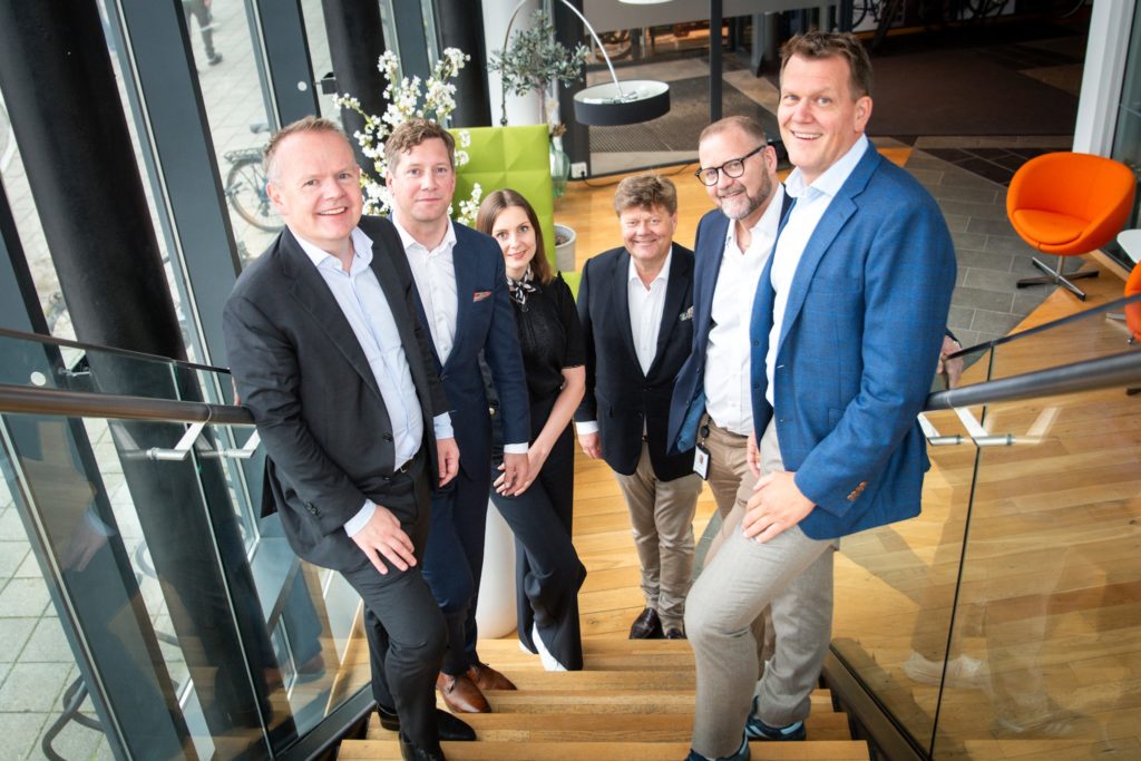 Bjørn Sørgård, ny partner i Bodø Bjørn Immonen, Sarah-Ann Kvam, Morten Jakhelln, CEO Arve Pedersen i Hundholmen Byutvikling og Johnny Johansen.